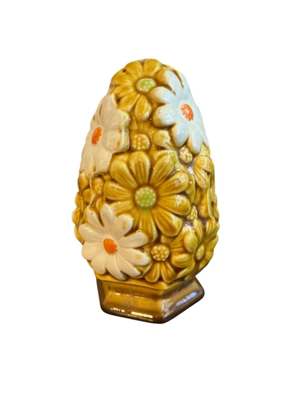 Fred Roberts Daisy Floral Ceramic Salt Pepper Shaker 5" Golden Harvest Japan Vin